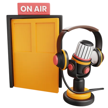 3 D On Air With Isolated Background 3D Icon