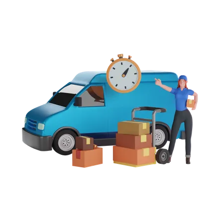 On time delivery service  3D Illustration