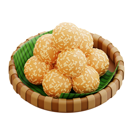 Onde onde indonesian sesame balls  3D Icon