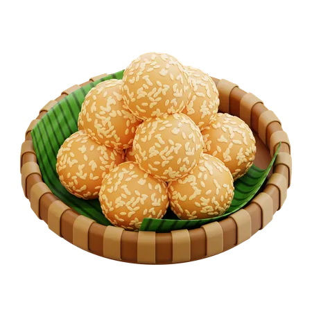 Onde onde indonesian sesame balls  3D Icon