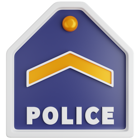 One Block Police Rank  3D Icon