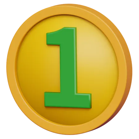 3 D Coin With One Number Money Currency 3 D Coin Illustration 3D Icon