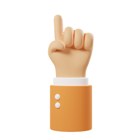 One FInger Up Hand Gesture  3D Icon