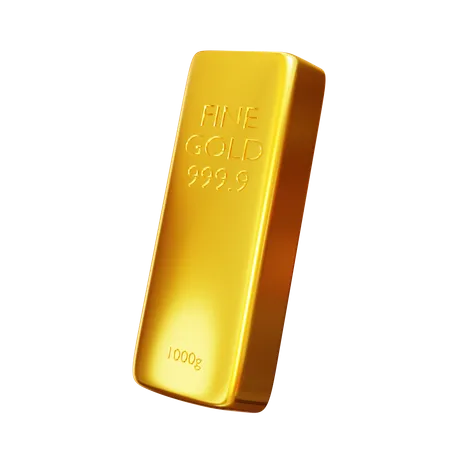 One Gold Bar Bullion With Transparent Background 3D Icon