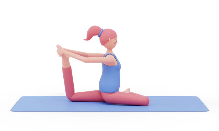 One Leg Pigeon Yoga Pose  3D Illustration