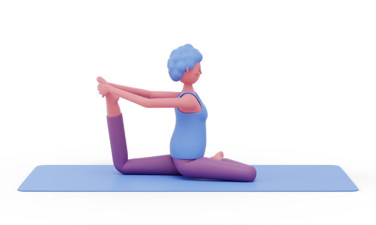 One Leg Pigeon Yoga Pose  3D Illustration