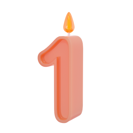 One Number Candle  3D Illustration