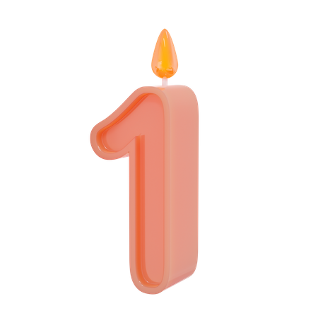 One Number Candle 3D Illustration