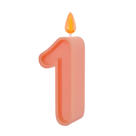 One Number Candle  3D Illustration