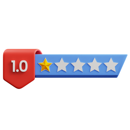 One Of Five Star Rating  3D Icon