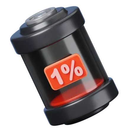 One Percent Battery  3D Icon