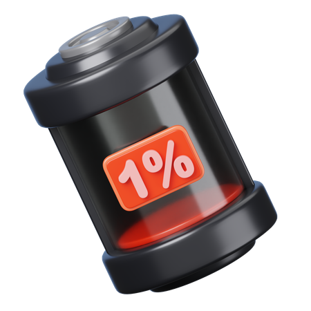 One Percent Battery  3D Icon