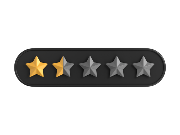 One Point Five of Five Star Rating  3D Icon