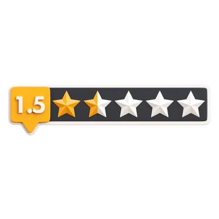One Point Five Star Rating  3D Icon