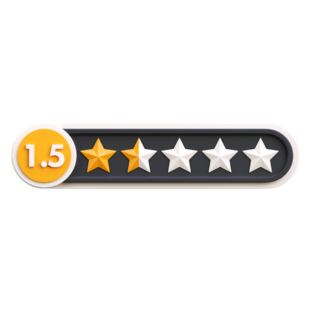 One Point Five Star Rating  3D Icon