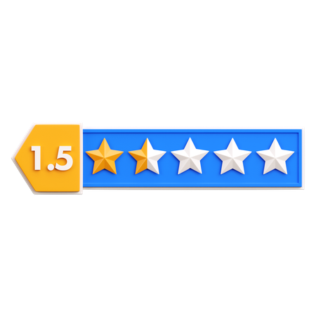 One Point Five Star Rating  3D Icon