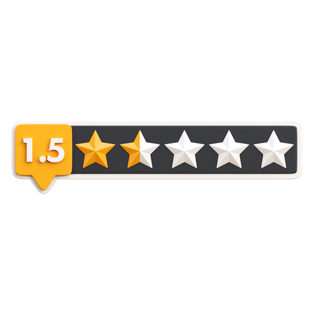 One Point Five Star Rating  3D Icon