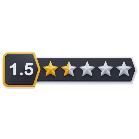 One Point Five Star Rating  3D Icon