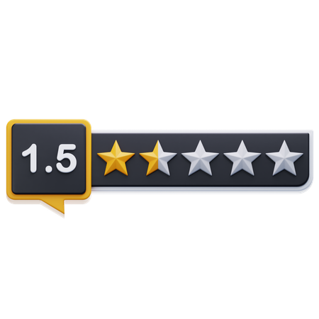 One Point Five Star Rating  3D Icon