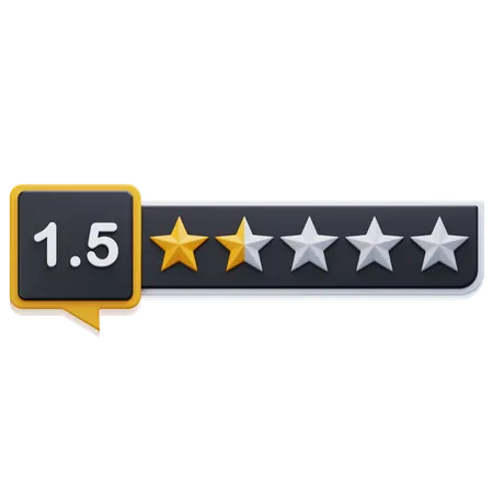 One Point Five Star Rating  3D Icon