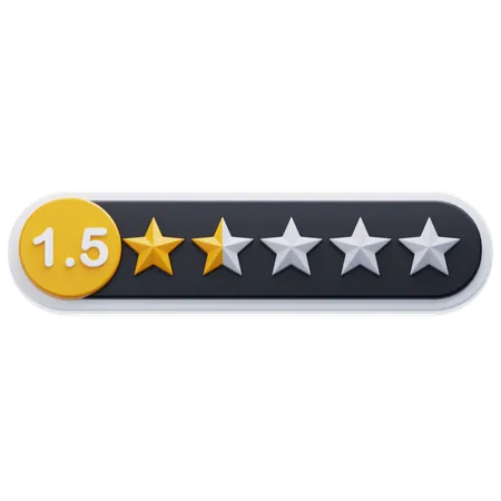 One Point Five Star Rating  3D Icon