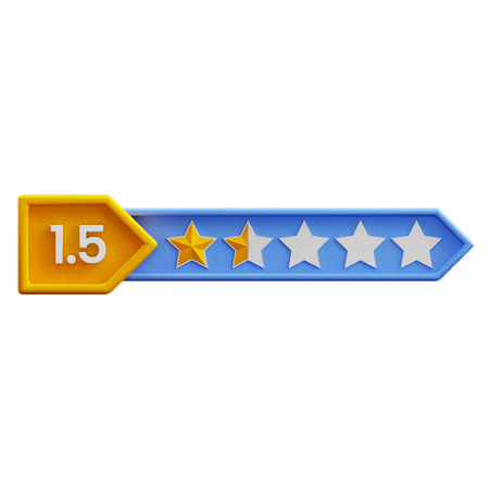 One Point Five Star Rating  3D Icon