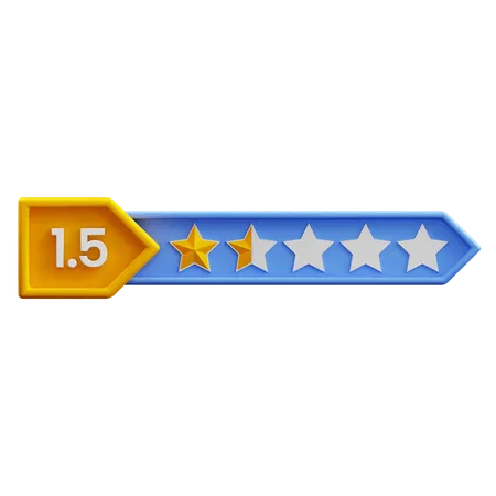 One Point Five Star Rating  3D Icon