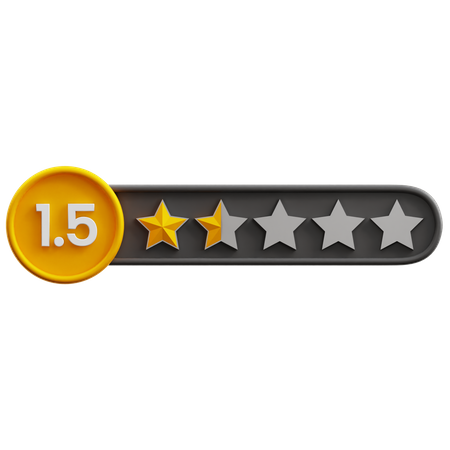 One Point Five Star Rating  3D Icon