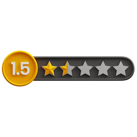 One Point Five Star Rating  3D Icon