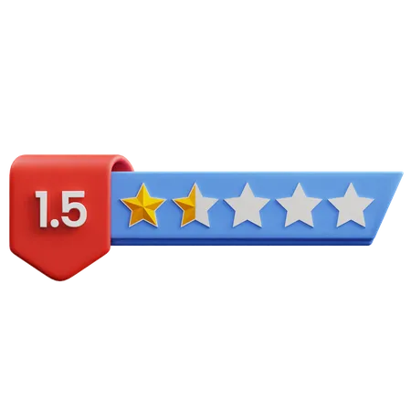 One Point Five Star Rating  3D Icon