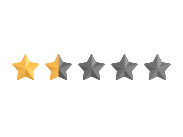 One Point Five Star Rating  3D Icon