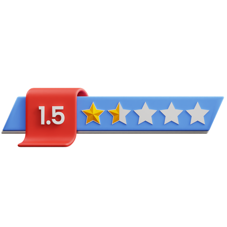 One Point Five Star Rating  3D Icon
