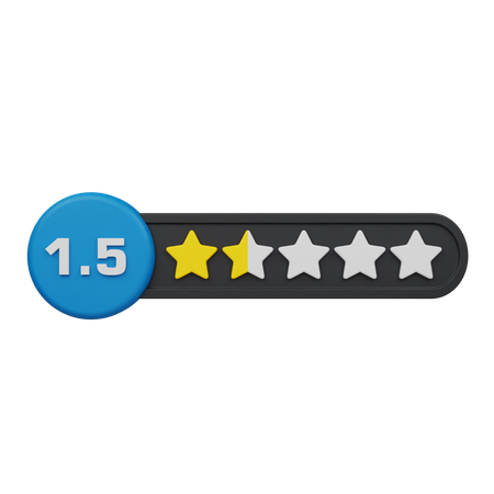 One Point Five Star Rating Circle Label  3D Icon