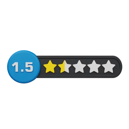 One Point Five Star Rating Circle Label  3D Icon