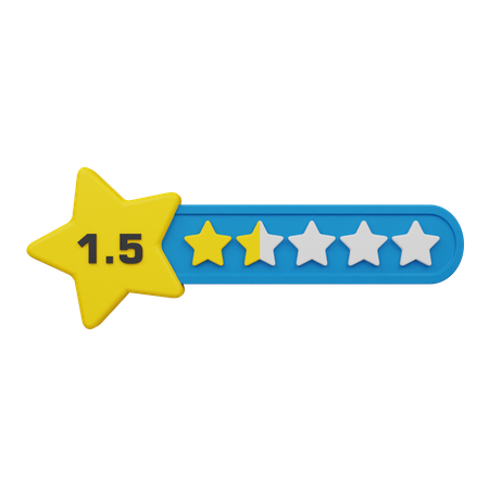 One Point Five Star Rating Label  3D Icon