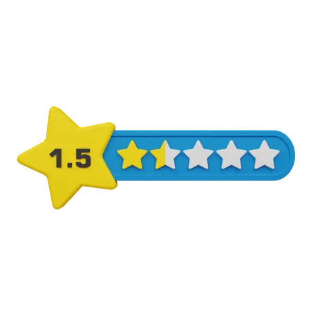 One Point Five Star Rating Label  3D Icon