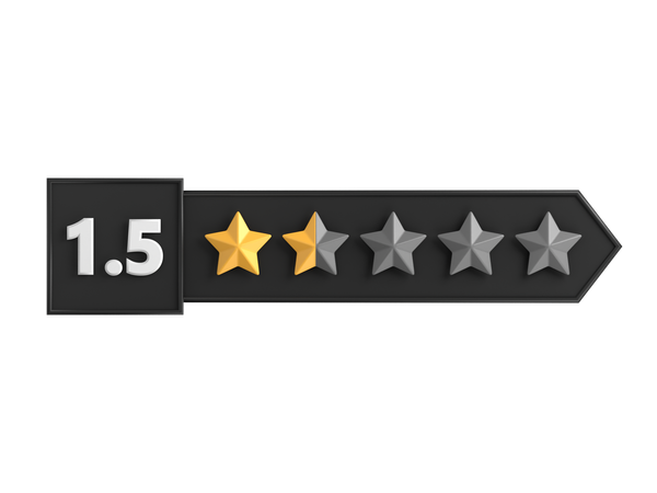 One Point Five Star Rating Label  3D Icon