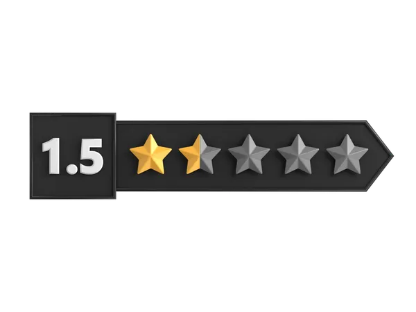 One Point Five Star Rating Label  3D Icon