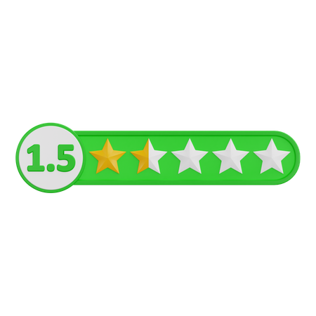 One Points Five Star Rating  3D Icon