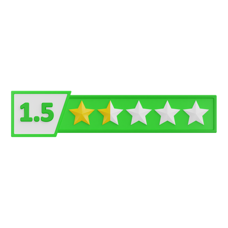 One Points Five Star Rating  3D Icon