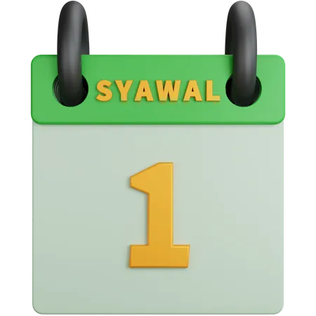 3 D Rendering Calendar With One Syawal Isolated 3D Icon