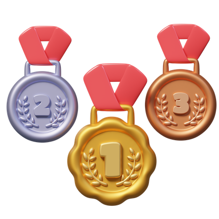 One two three Position Medal  3D Icon