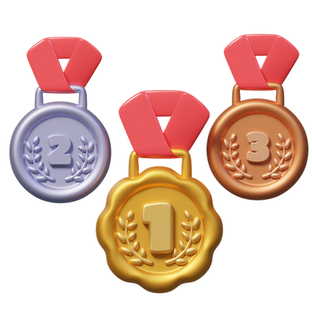 One two three Position Medal  3D Icon