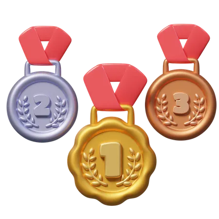One two three Position Medal  3D Icon