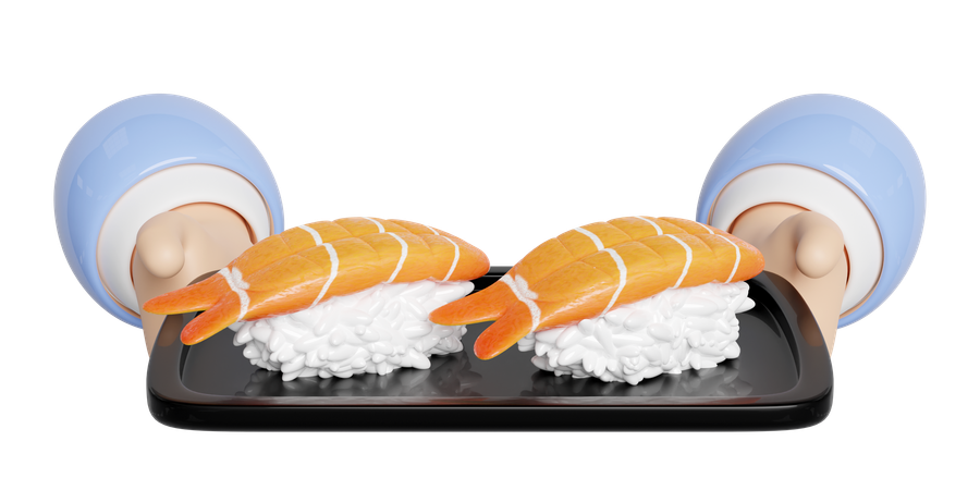 Sushi onigiri de camarones  3D Icon