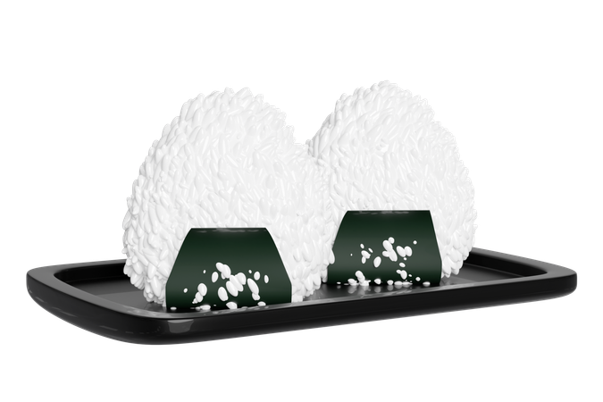 Onigiri sur un plateau de nourriture  3D Icon