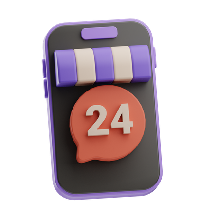 Online 24 Hours Service  3D Icon