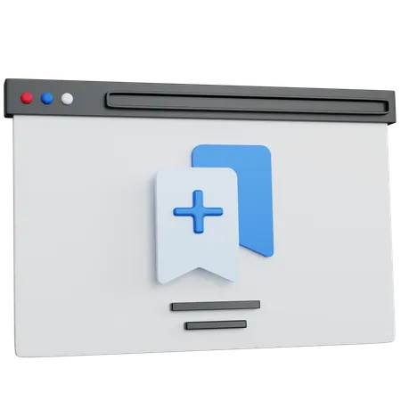 3 D Rendering Web Browser With Icon Add Blue Bookmark Isolated 3D Icon
