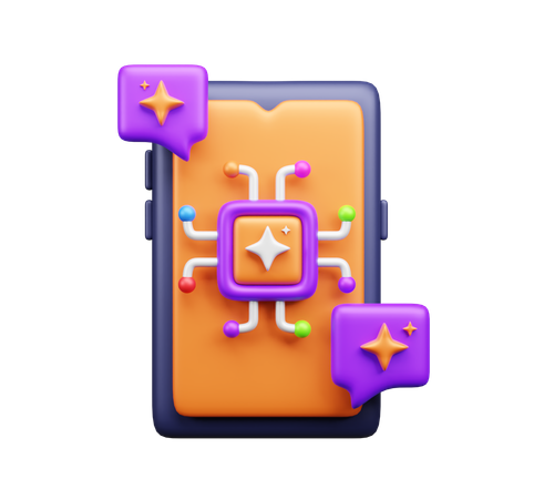 Online Ai Chip  3D Icon