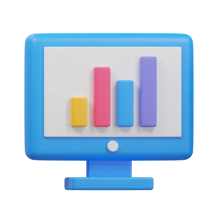 Monitor With Market Chart 3 D Illustration 3D Icon